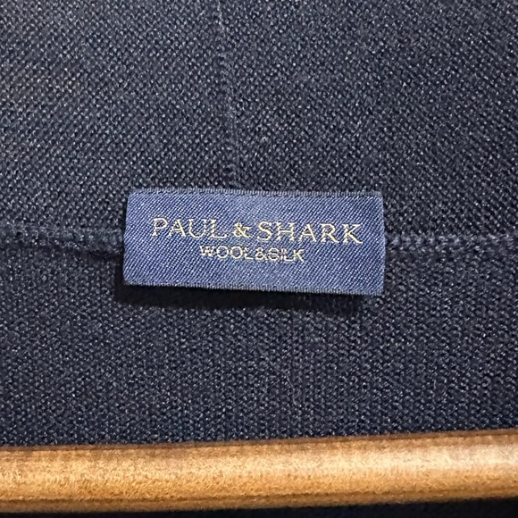 PAUL & SHARK Wool and Silk Blend Striped Long Lined Open Front Cardigan Size L - Picture 4 of 5